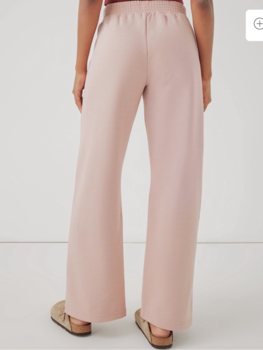Pact Courtside Pink Split Hem Organic Cotton Fleece Sweatpants Wide Leg SZ Large - Picture 2 of 13